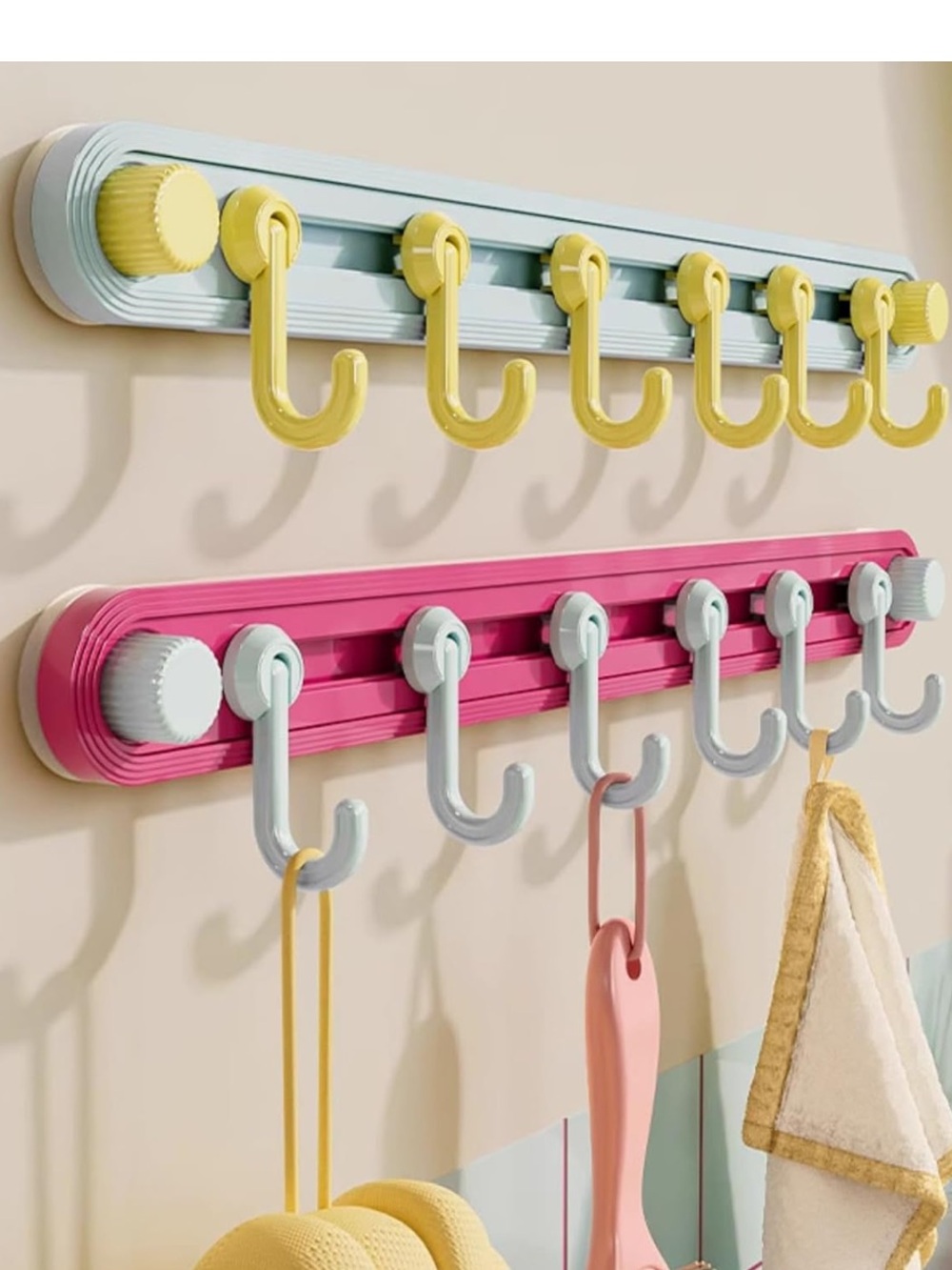 2 Pack No-Drill Rotating Vacuum Suction Cup Hook Rack
